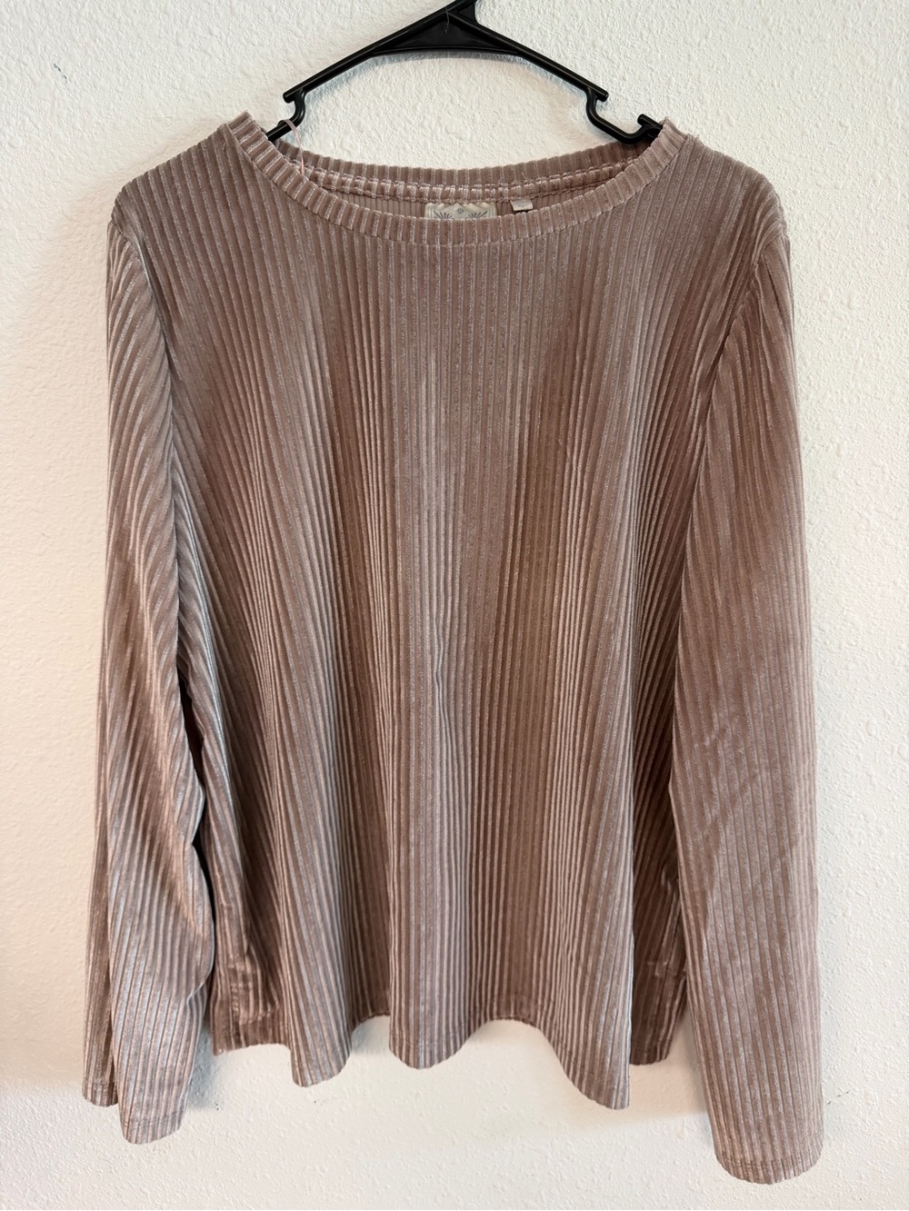 Dantelle Taupe Ribbed Velvet Long-Sleeve Top